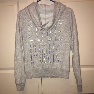 PINK Victoria’s Secret Gray Full Zip Hoodie Size S